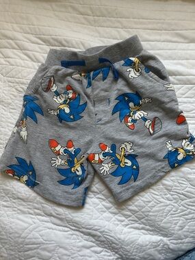 Boys Grey Sonic Print Pull-On Shorts with Elastic Waist